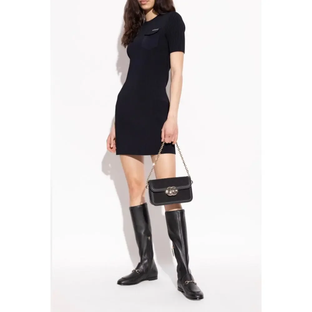 Gucci Jordaan Leather Knee High Boots Black Lambskin Horsebit Size 38.5 BNIB